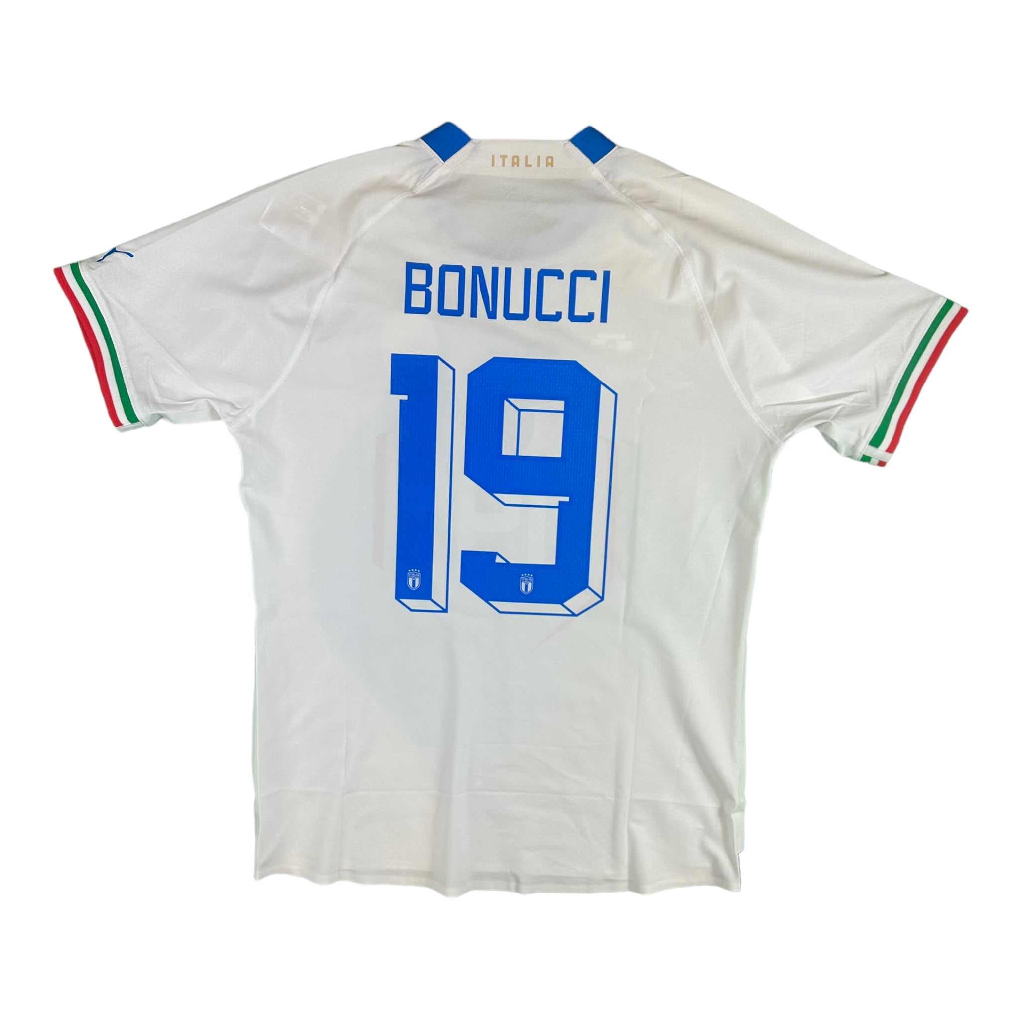 Leonardo Bonucci 19 Italy Match Issue Worn Away Shirt 2022 – BUCAM