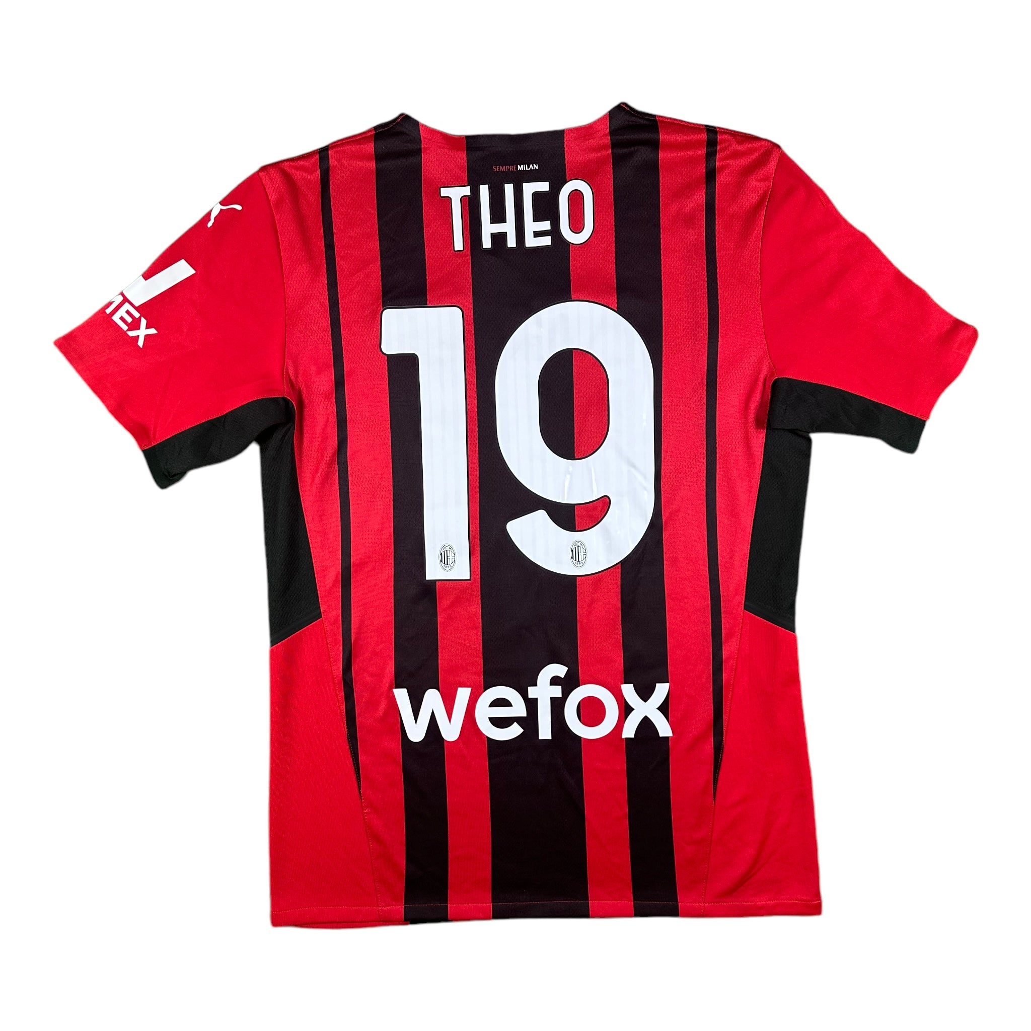 Theo Hernández 19 AC Milan Match Worn Home Shirt 2021-22