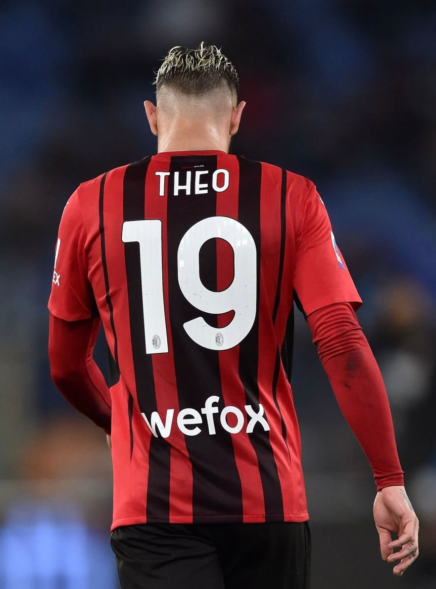 Theo Hernández 19 AC Milan Match Worn Home Shirt 2021-22