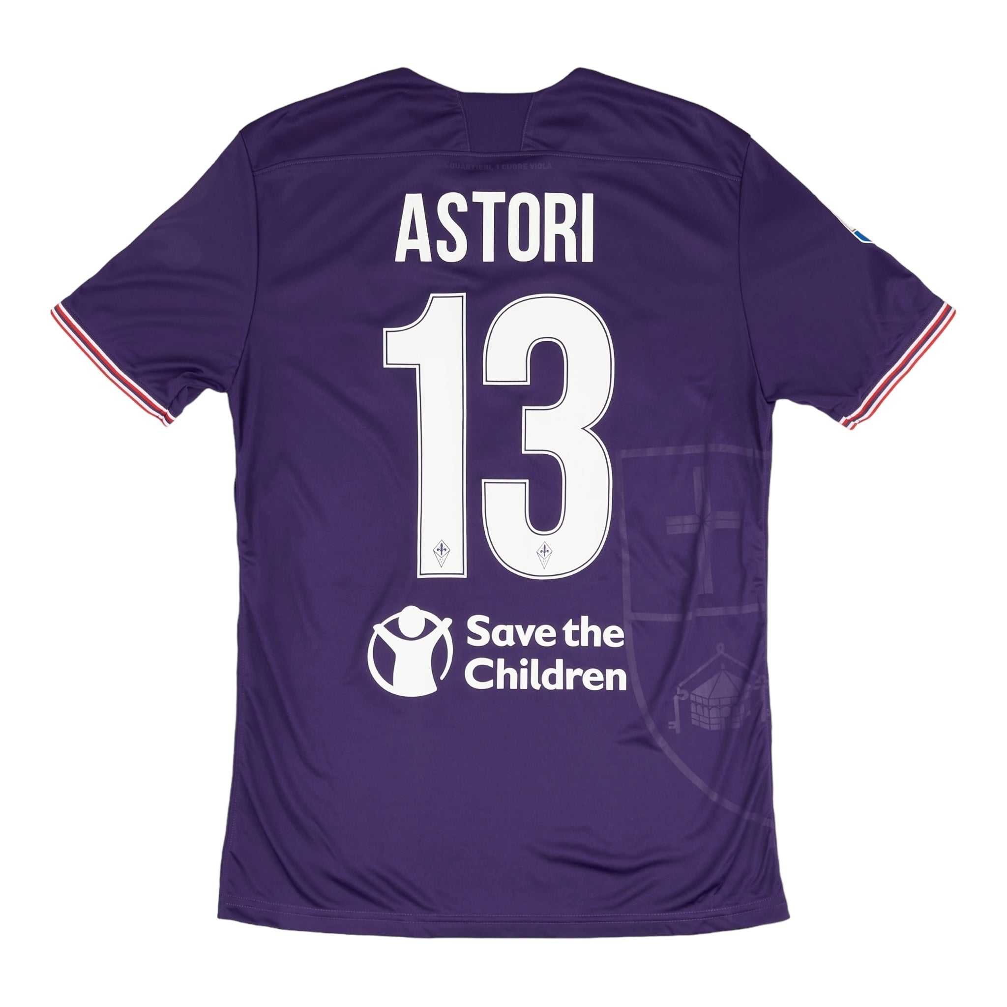 Davide Astori 13 Fiorentina Match Issue / Worn Home Shirt 2017-18