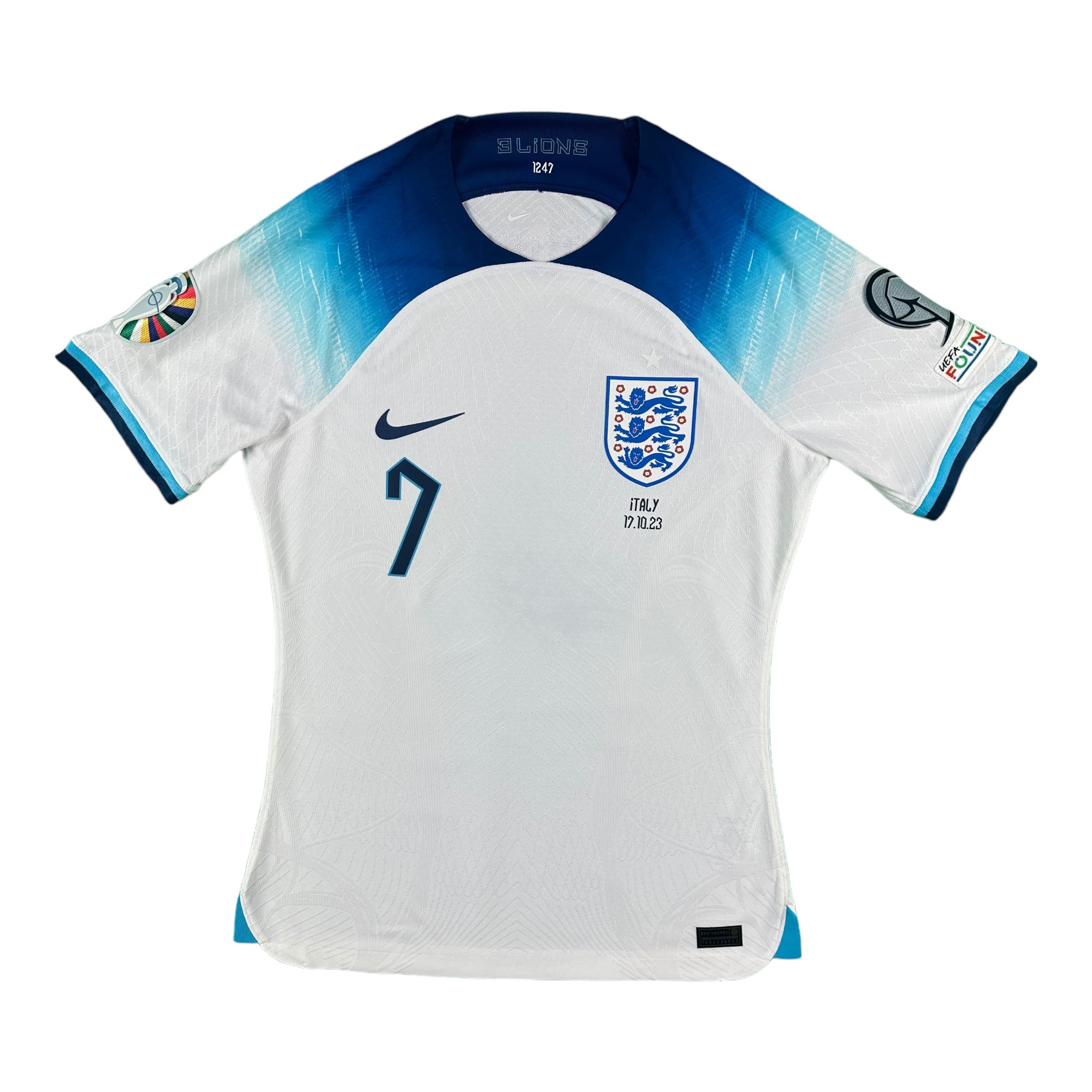 Phil Foden 7 England Match Issue / Worn Home Shirt 2023