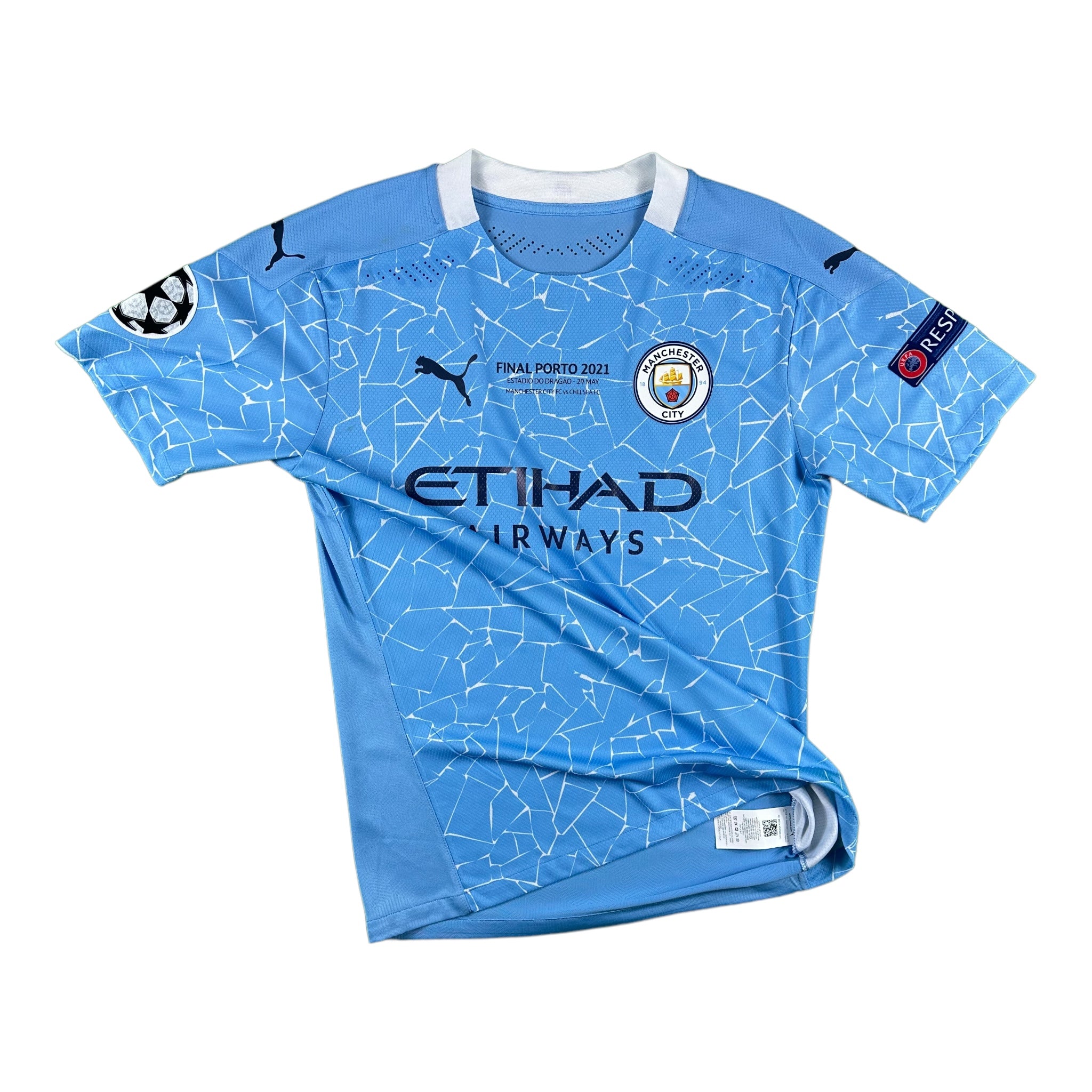 Cole Palmer 80 Manchester City 'Champions League Final 2021' Match Issue Home Shirt 2020-21
