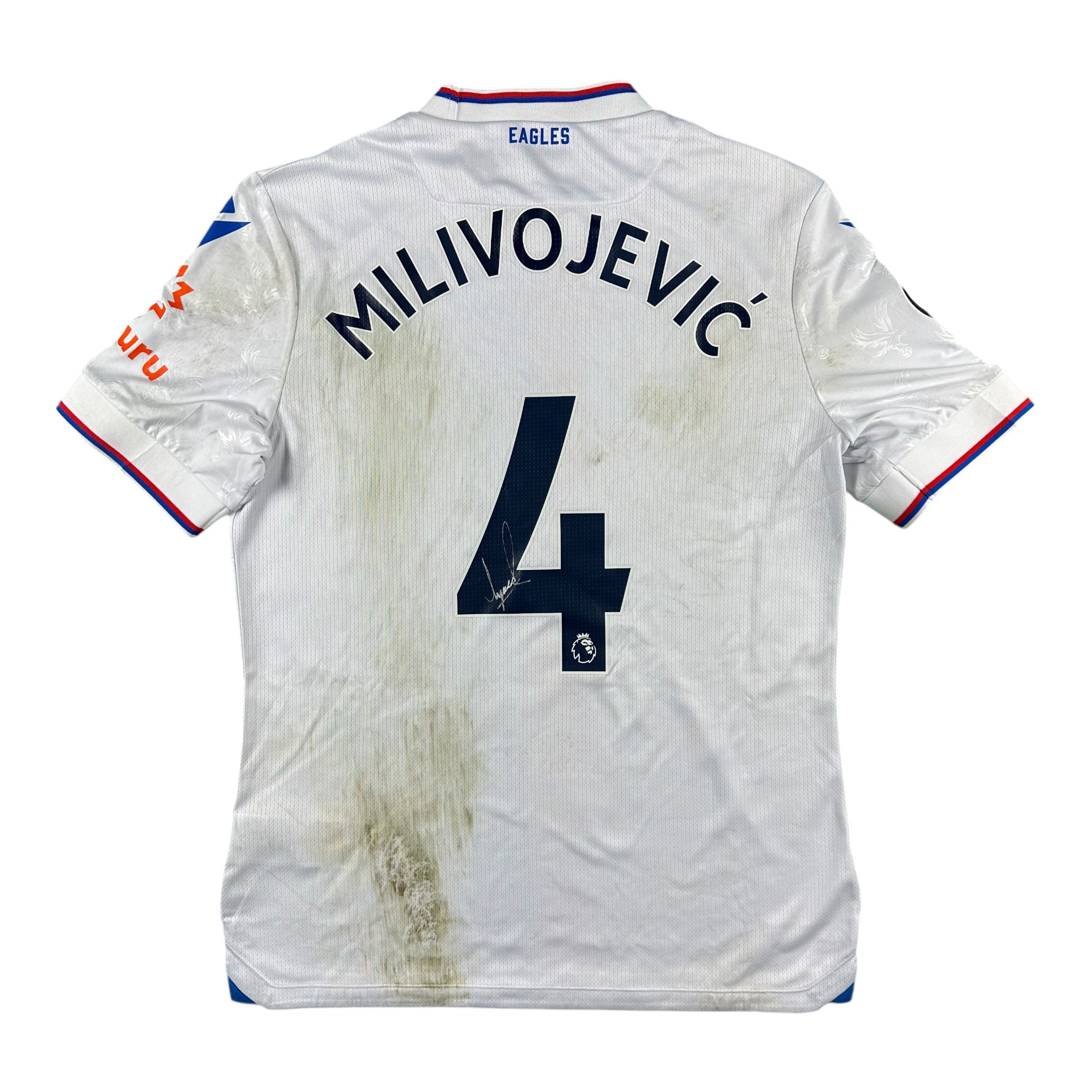 Luka Milivojević 4 Crystal Palace Match Worn Unwashed Signed Away Shirt 2022-23