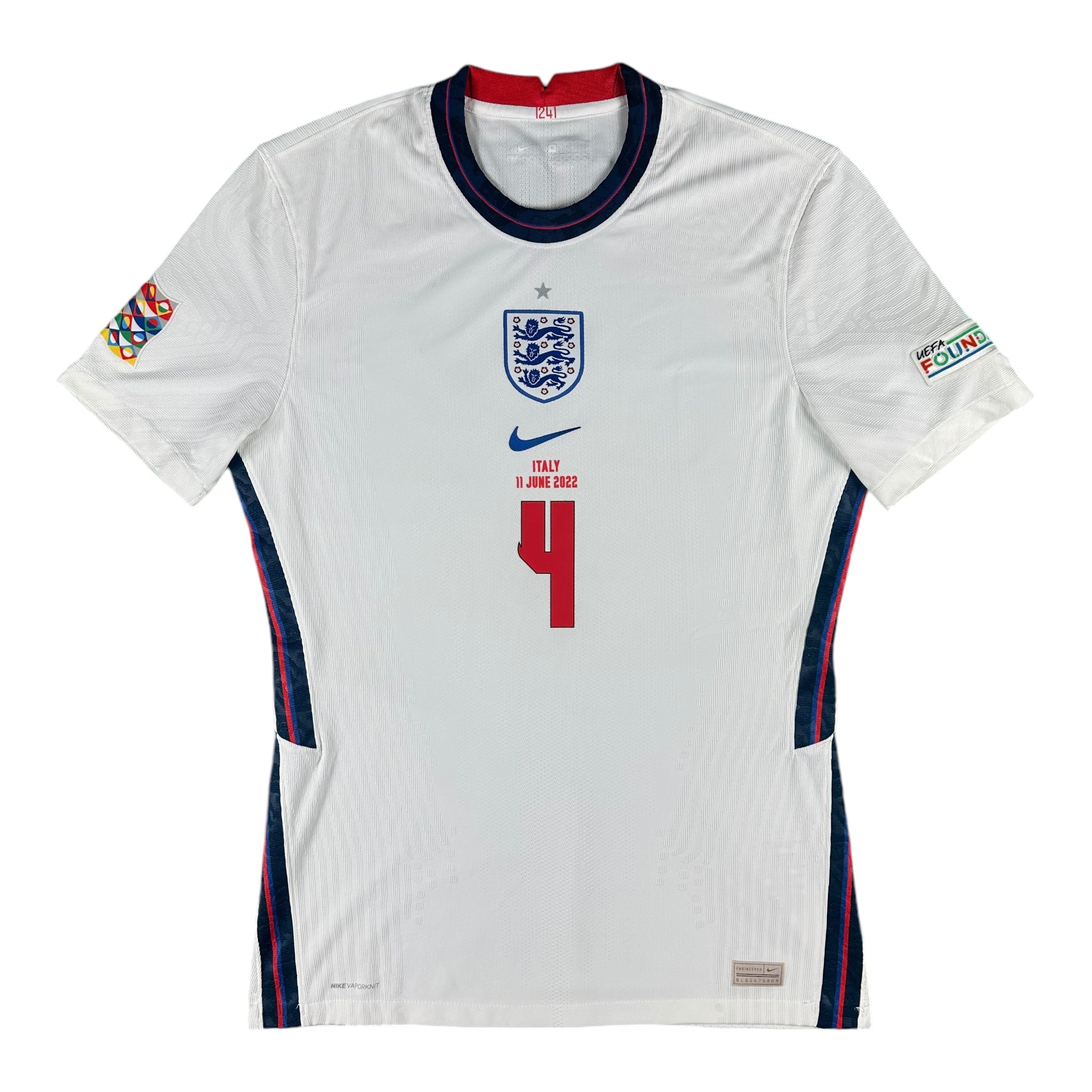 Declan Rice 4 England Match Issue / Worn Home Shirt 2022