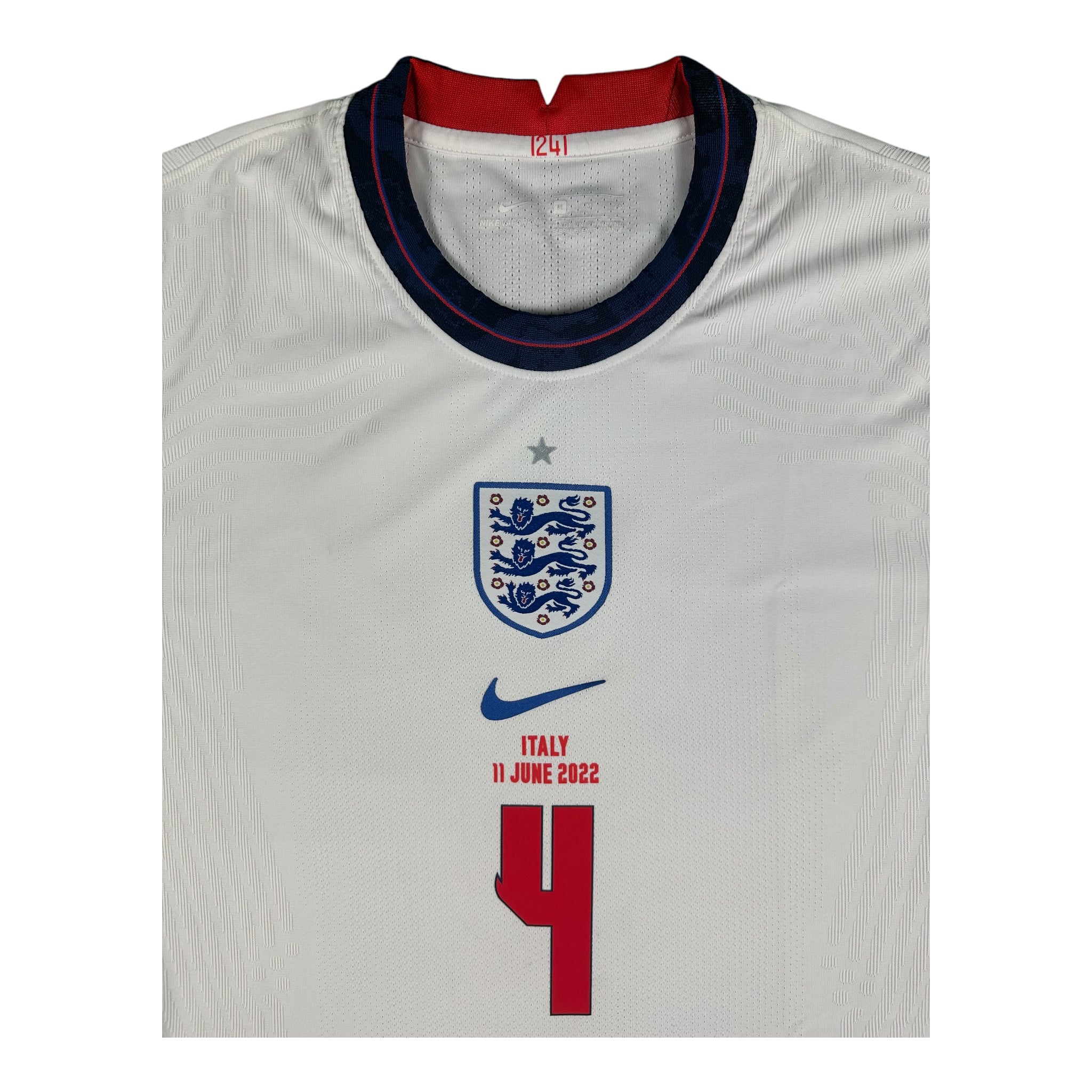 Declan Rice 4 England Match Issue / Worn Home Shirt 2022