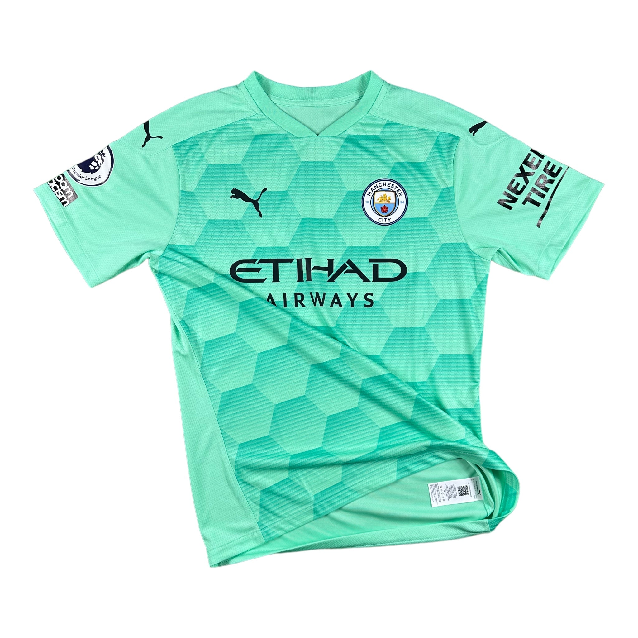 Ederson 31 Manchester City Match Issue / Worn Away Goalkeeper Shirt 2020-21