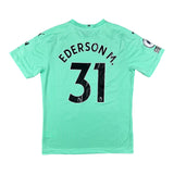 Ederson 31 Manchester City Match Issue / Worn Away Goalkeeper Shirt 2020-21